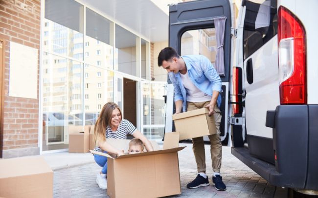couple with boxes